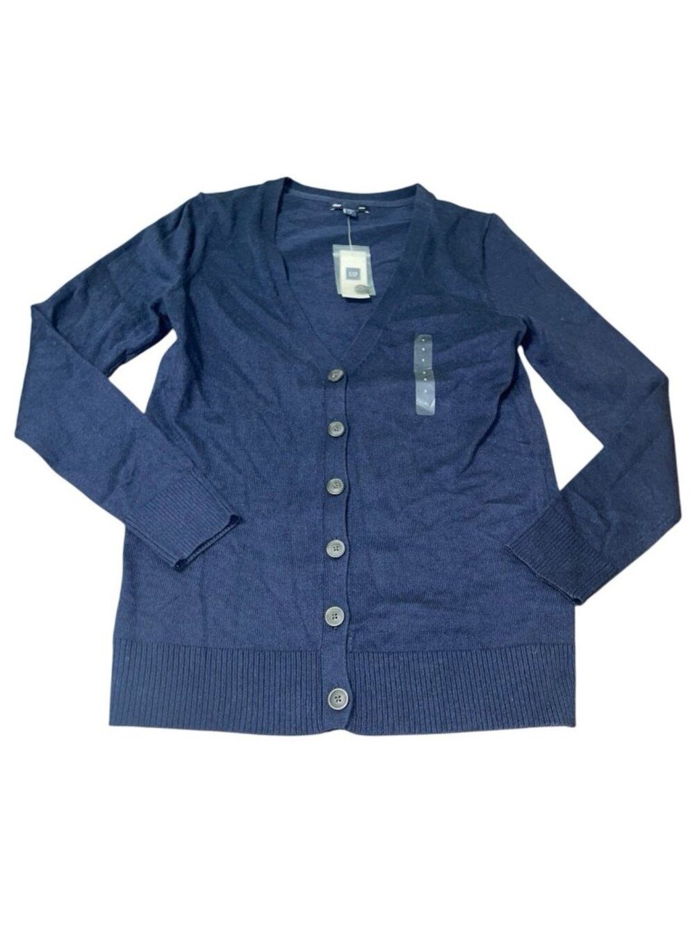 GAP Women's Size Small Classic V-Neck Cardigan Sweater in Navy Blue